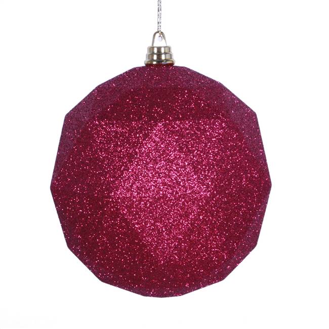 4.75" Wine Glitter Geometric Ball 4/bag