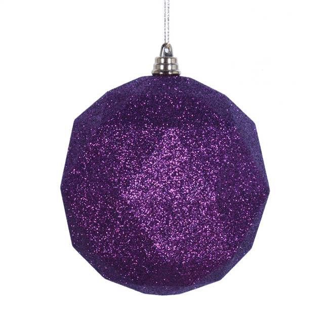 4.75" Plum Glitter Geometric Ball 4/bag