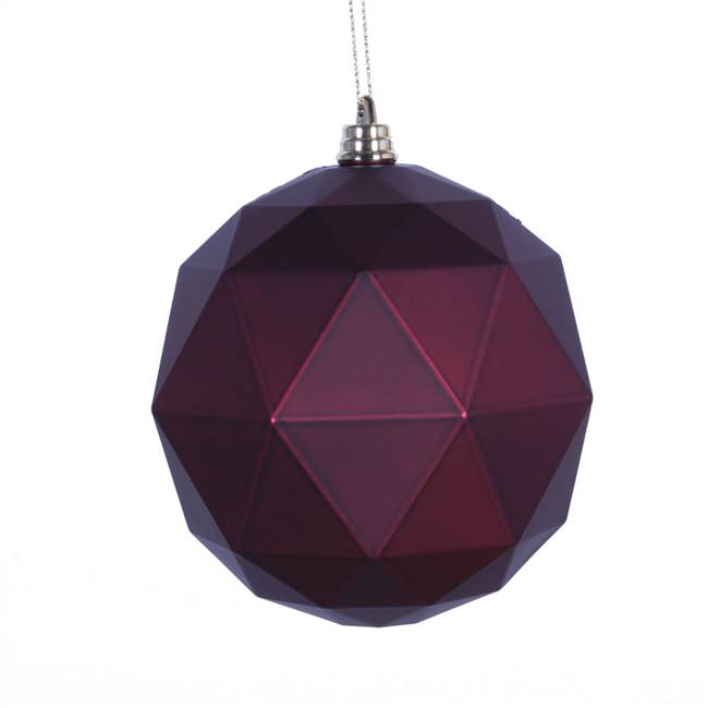 4.75" Plum Matte Geometric Ball 4/bag