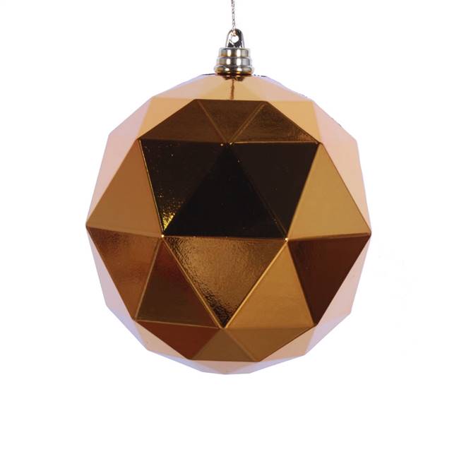 4.75" Antique Gold Shiny Geo Ball 4/bag