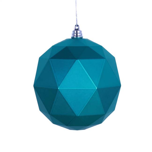 4.75" Teal Matte Geometric Ball 4/bag