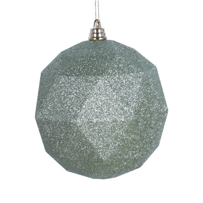 4.75" Celadon Glitter Geo Ball 4/bag