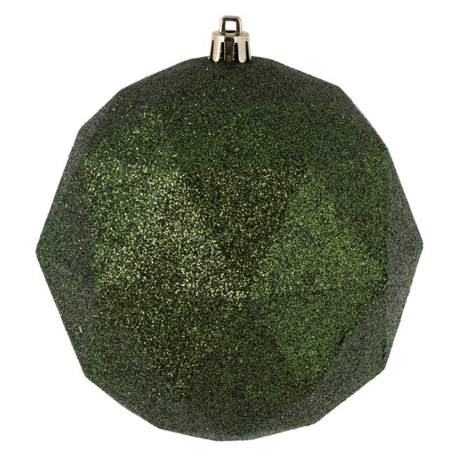 4.75" Moss Green Glitter Geometric Ball