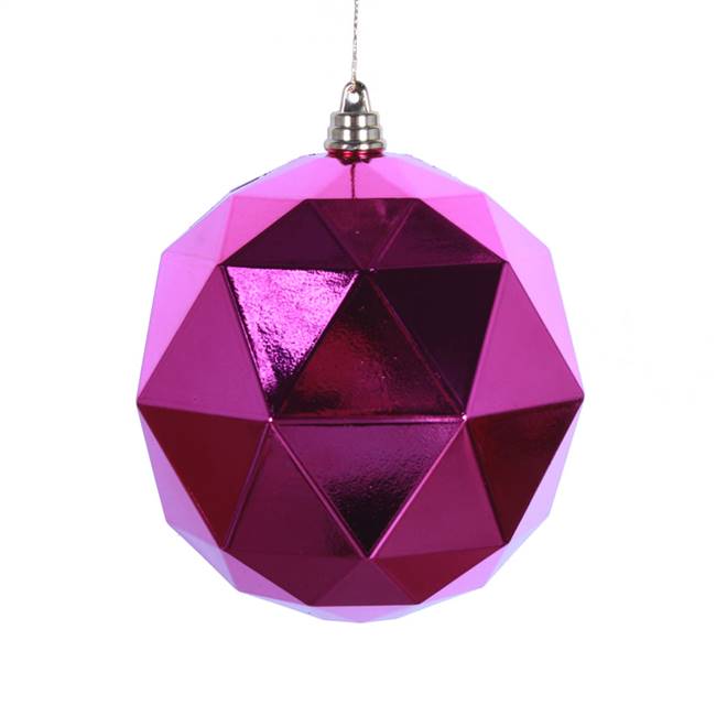 4.75" Fuchsia Shiny Geometric Ball 4/bag