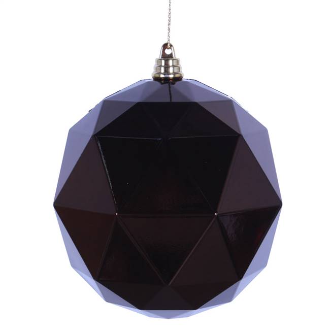 4.75" Chocolate Shiny Geo Ball 4/bag