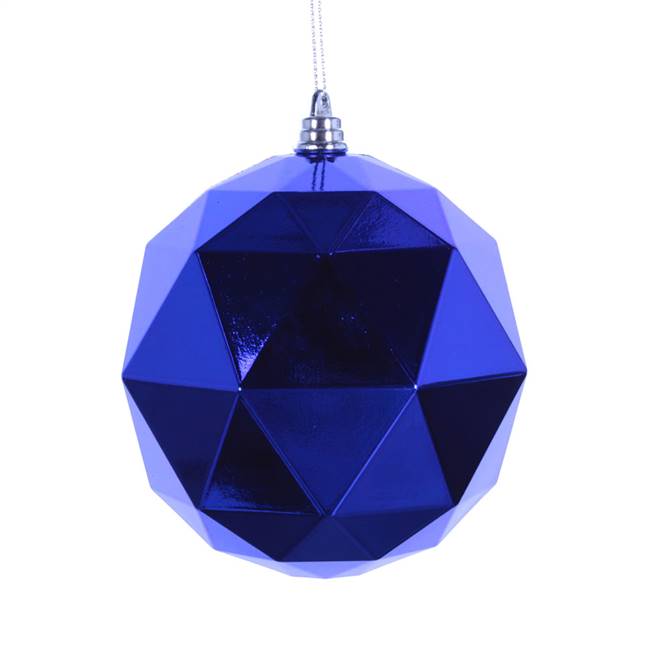 6" Blue Shiny Geometric Ball 4/bag