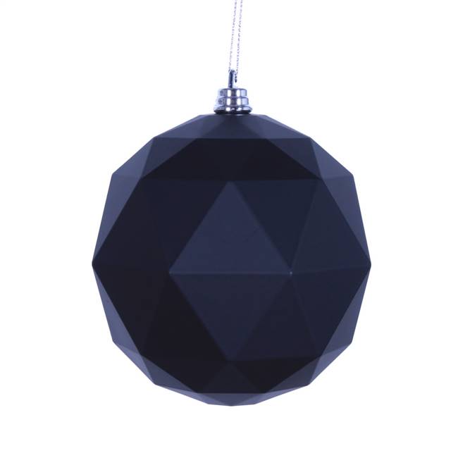 6" Black Matte Geometric Ball 4/bag