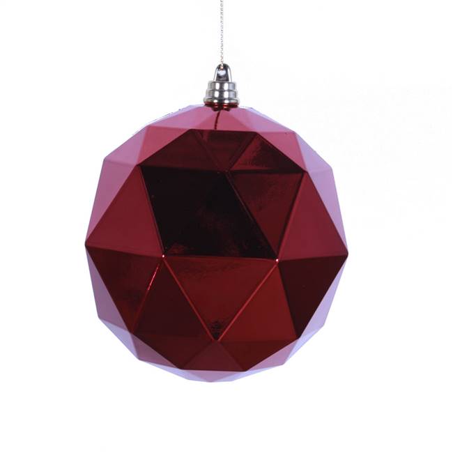 6" Wine Shiny Geometric Ball 4/bag