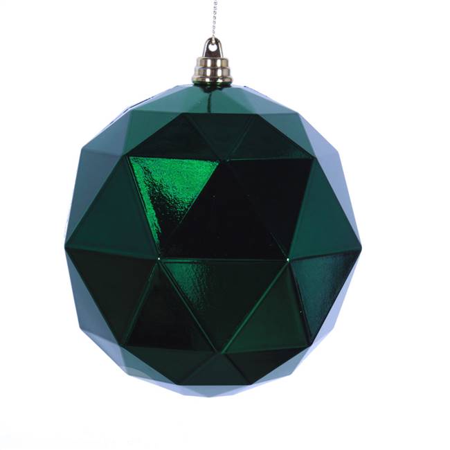 6" Emerald Shiny Geometric Ball 4/bag