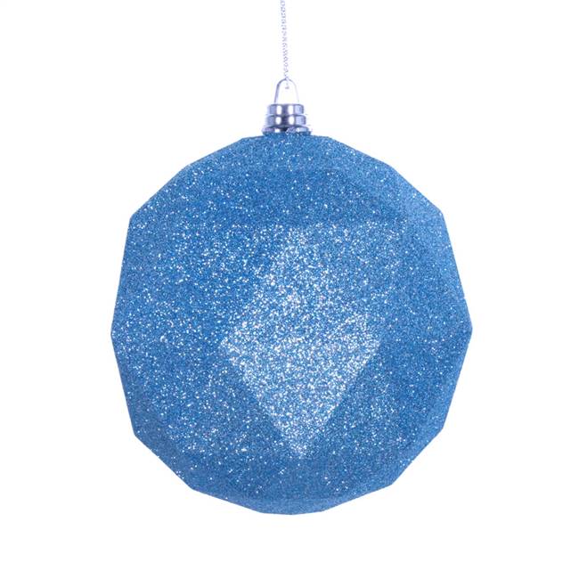 6" Baby Blue Glitter Geo Ball 4/bag