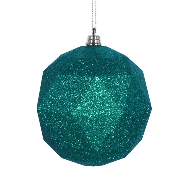 6" Seafoam Green Glitter Geo Ball 4/bag