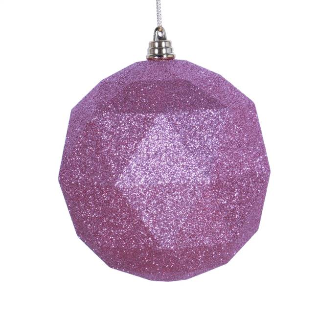 6" Mauve Glitter Geometric Ball 4/bag