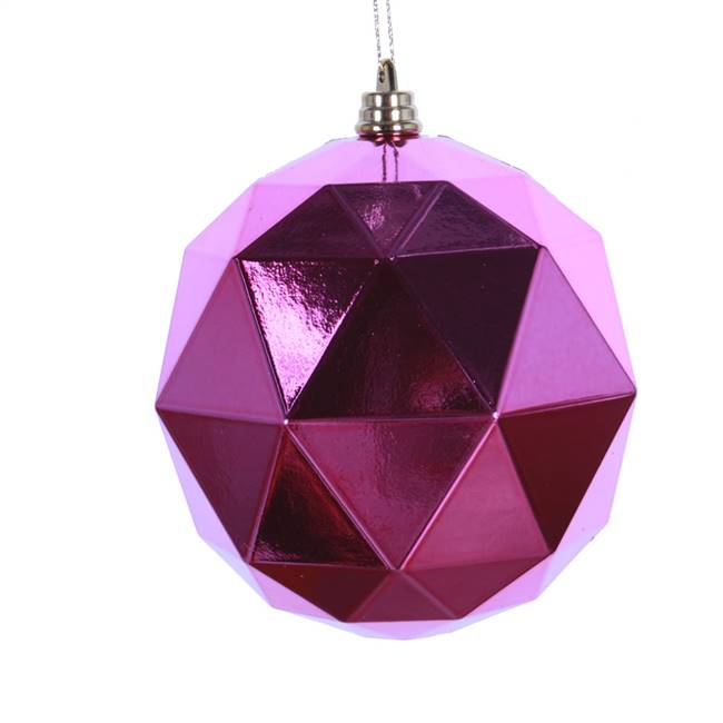 6" Mauve Shiny Geometric Ball 4/bag