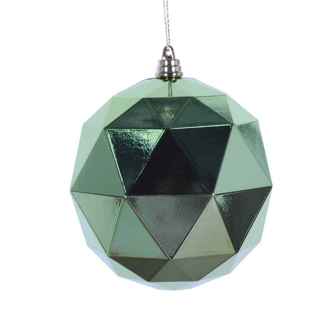 6" Celadon Shiny Geometric Ball 4/bag