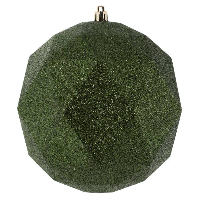 6" Moss Green Glitter Geometric Ball 4/b