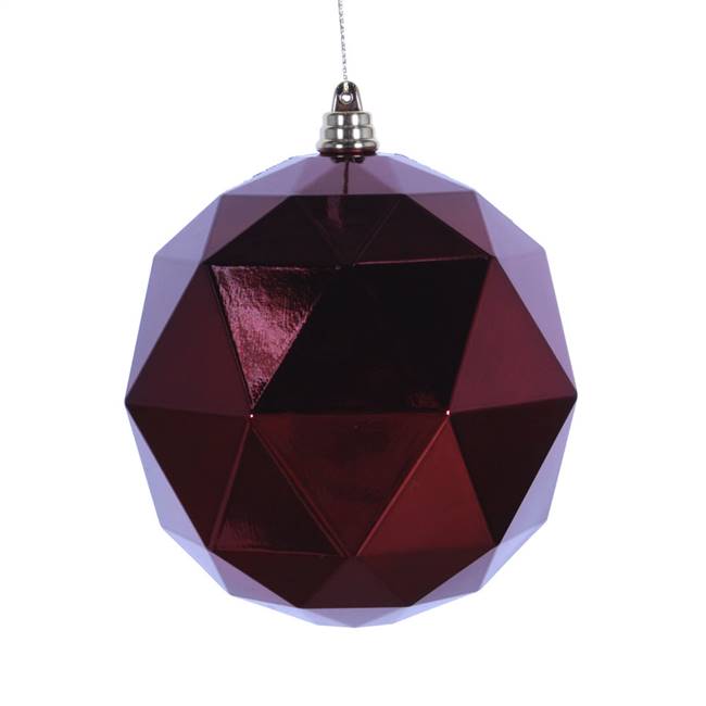 6" Burgundy Shiny Geometric Ball 4/bag