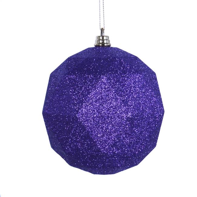 6" Purple Glitter Geometric Ball 4/bag