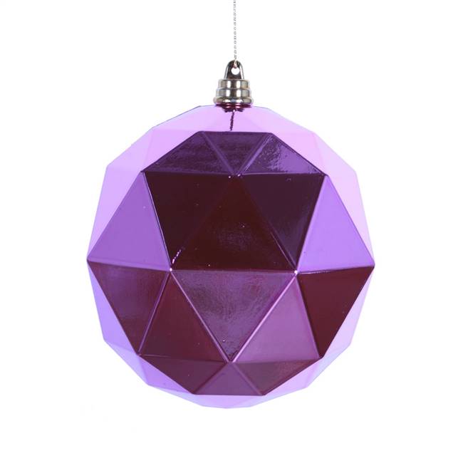 6" Orchid Shiny Geometric Ball 4/bag