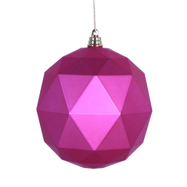 6" Fuchsia Matte Geometric Ball 4/bag