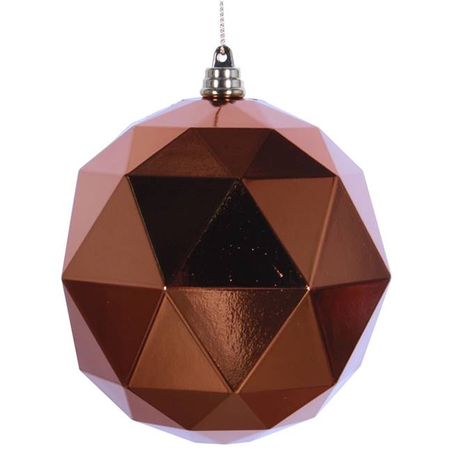 6" Copper Shiny Geometric Ball 4/bag