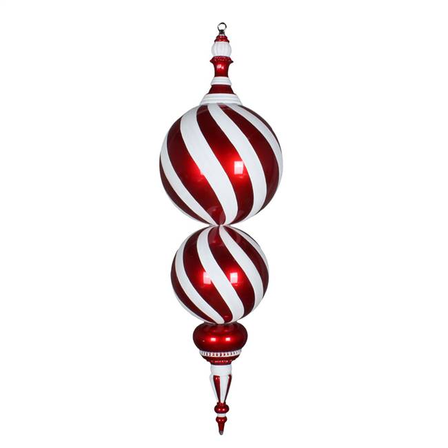 30" Red/White Candy Stripe Finial Orn