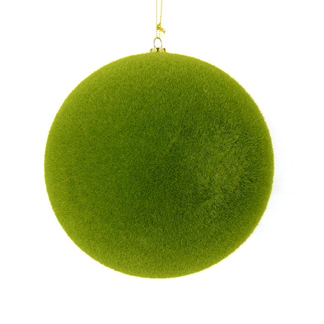 10" Moss Green Flocked Ball Ornament