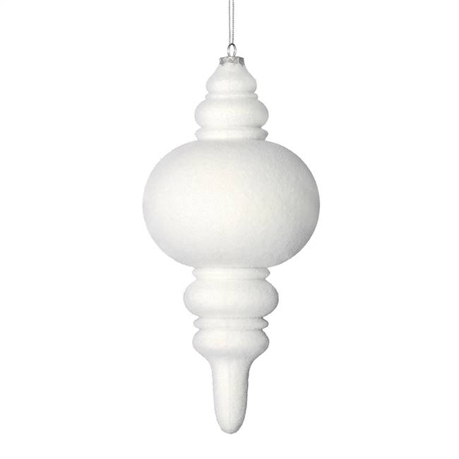 10" White Flocked Finial Ornament 3/Bag