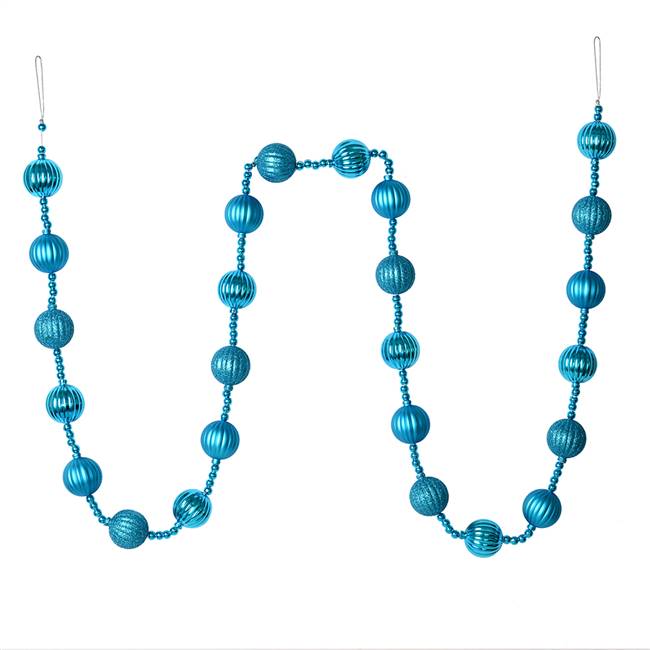 6' Turquoise Stripe Ball Ornamnt Garland