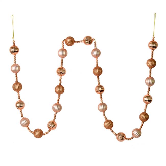 6' Rose Gold Stripe Ball Ornamnt Garland