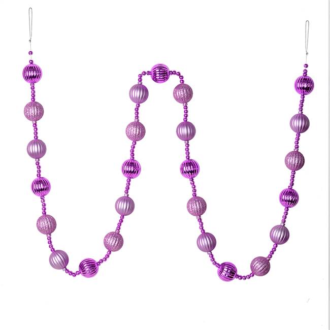 6' Orchid Stripe Ball Ornament Garland