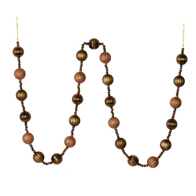 6' Mocha Stripe Ball Ornament Garland