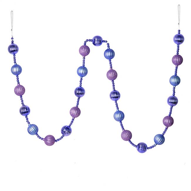 6' Lavender Stripe Ball Ornament Garland