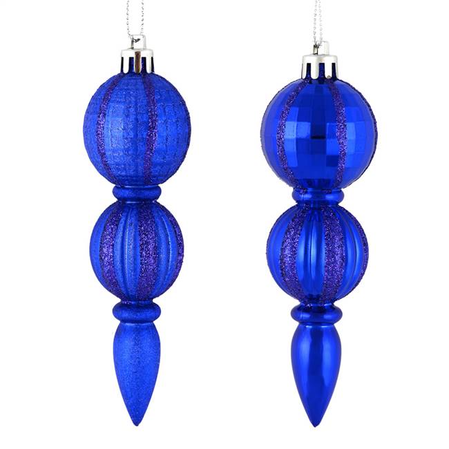 5" Coblt Blue Glitter Finial Asst 6/Box