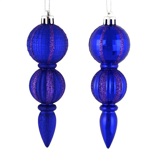 5" Purple Glitter Finial Asst 6/Box