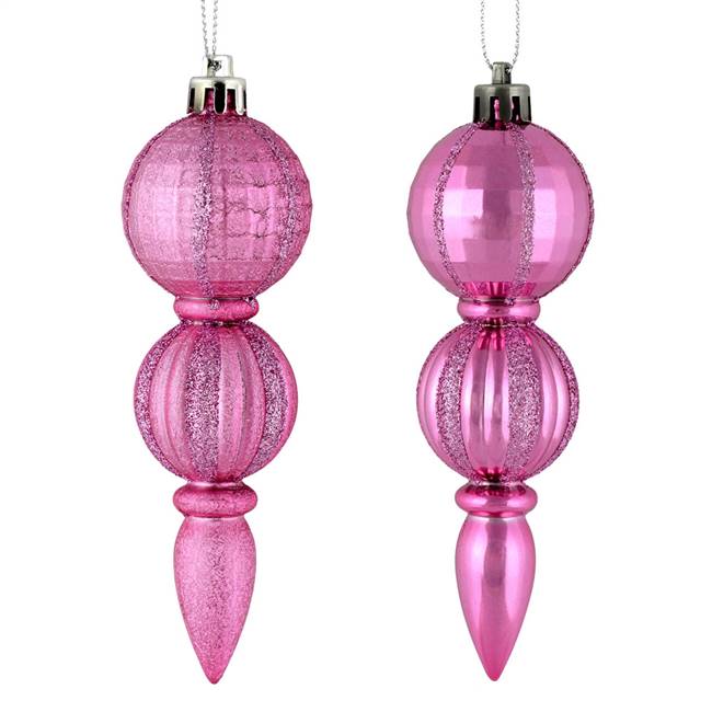 5" Pink Glitter Finial Asst 6/Box