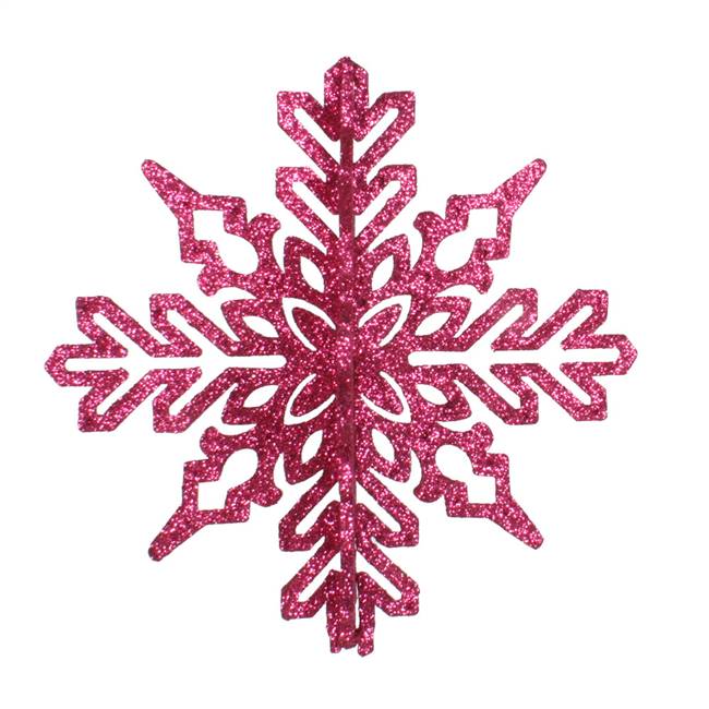 6" Fuchsia 3D Glitter Snowflake 3/Bag