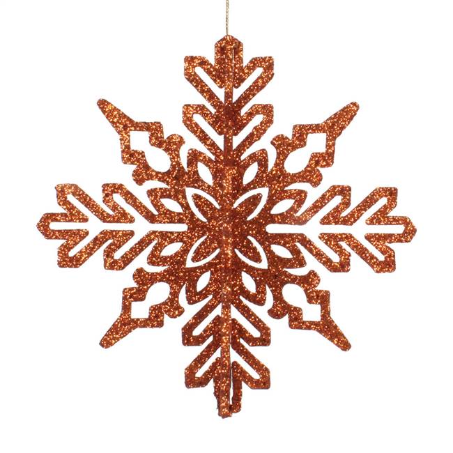 6" Copper 3D Glitter Snowflake 3/Bag