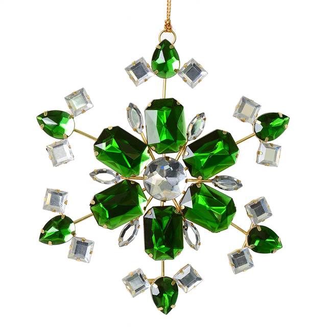 4.5" Green Jewel Metal Snowflake 3/Bag