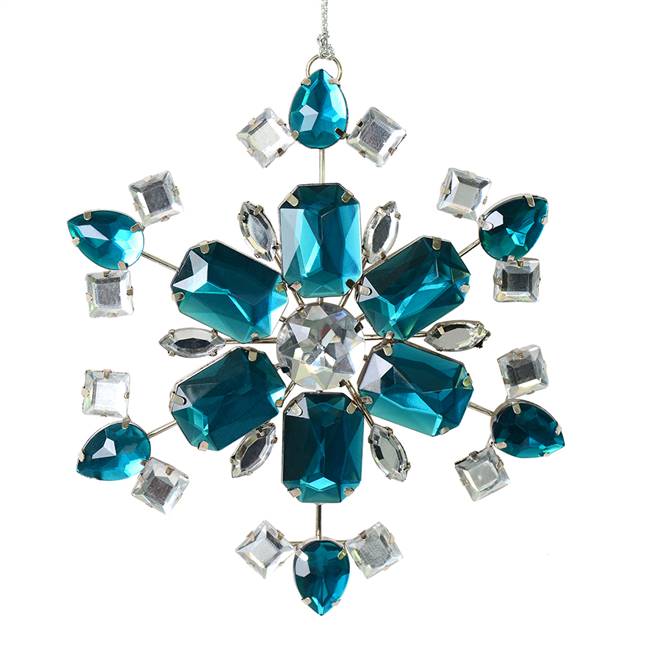 4.5" Teal Jewel Metal Snowflake 3/Bag