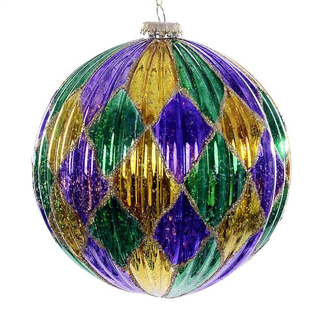 6" Purple Gold Green Diamond Ball 2/Bg