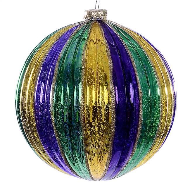 6" Purple Gold Green Stripe Ball 2/Bg