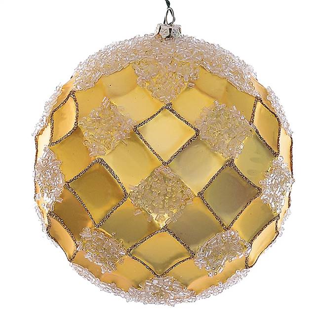 4.75" Gold Net Beaded Ball 3/Bag