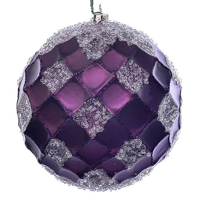 4.75" Plum Net Beaded Ball 3/Bag