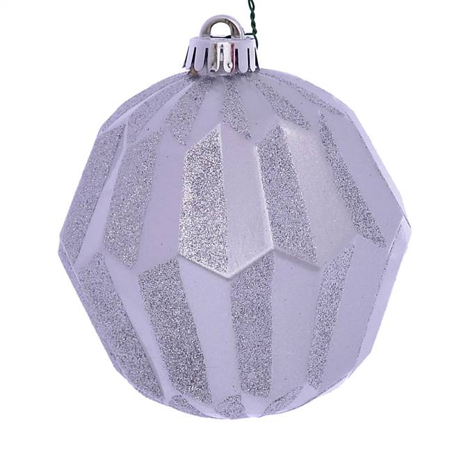 5" Silver Glitter Faceted Ball Orn 3/Bg