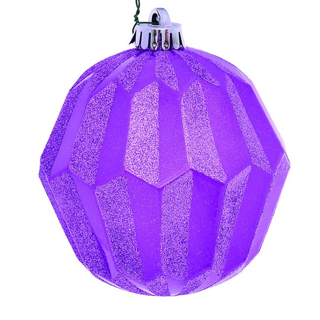 5" Orchid Glitter Faceted Ball Orn 3/Bg