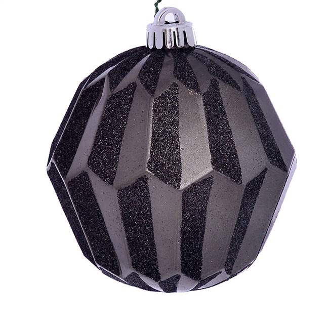 5" Gunmetal Glitter Diamnd Ball Orn 3/Bg