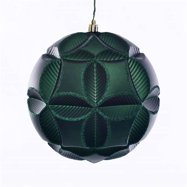 6" Emerald Matte Clover Ball Orn 2/Bg