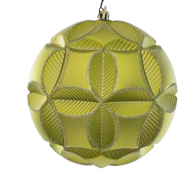 6" Lime Matte Clover Ball Ornament 2/Bg