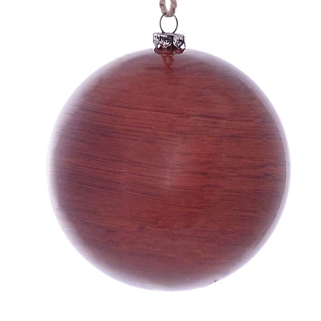 4" Copper Wood Grain Ball Orn 6/Bag