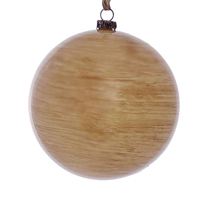 4" Tan Wood Grain Ball Orn 6/Bag